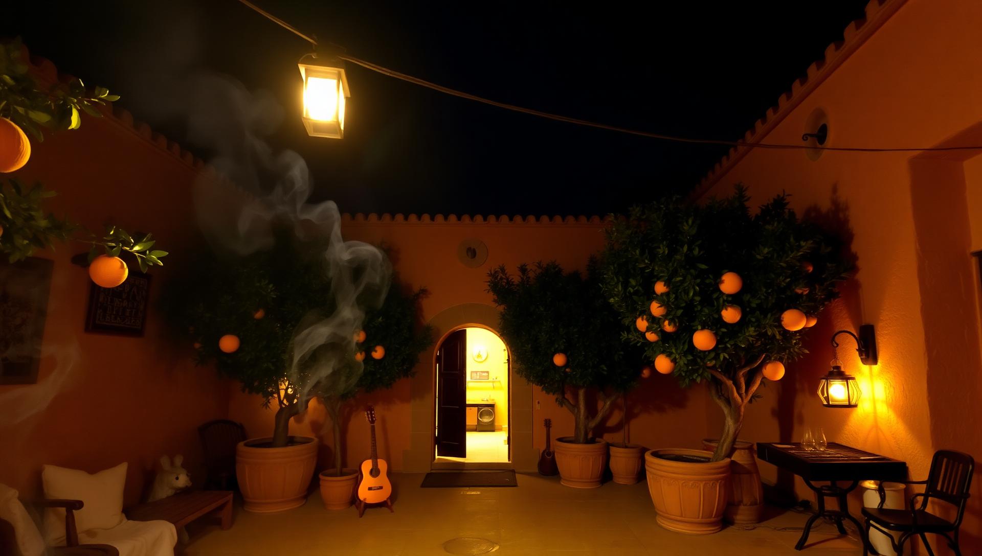 Courtyard restaurant with slots